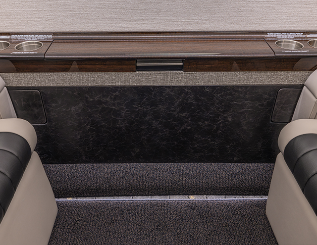 Close up of drinkrail in refurbished Global by Duncan Aviation
